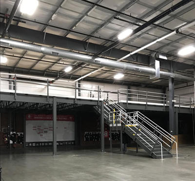 Free-standing warehouse mezzanine